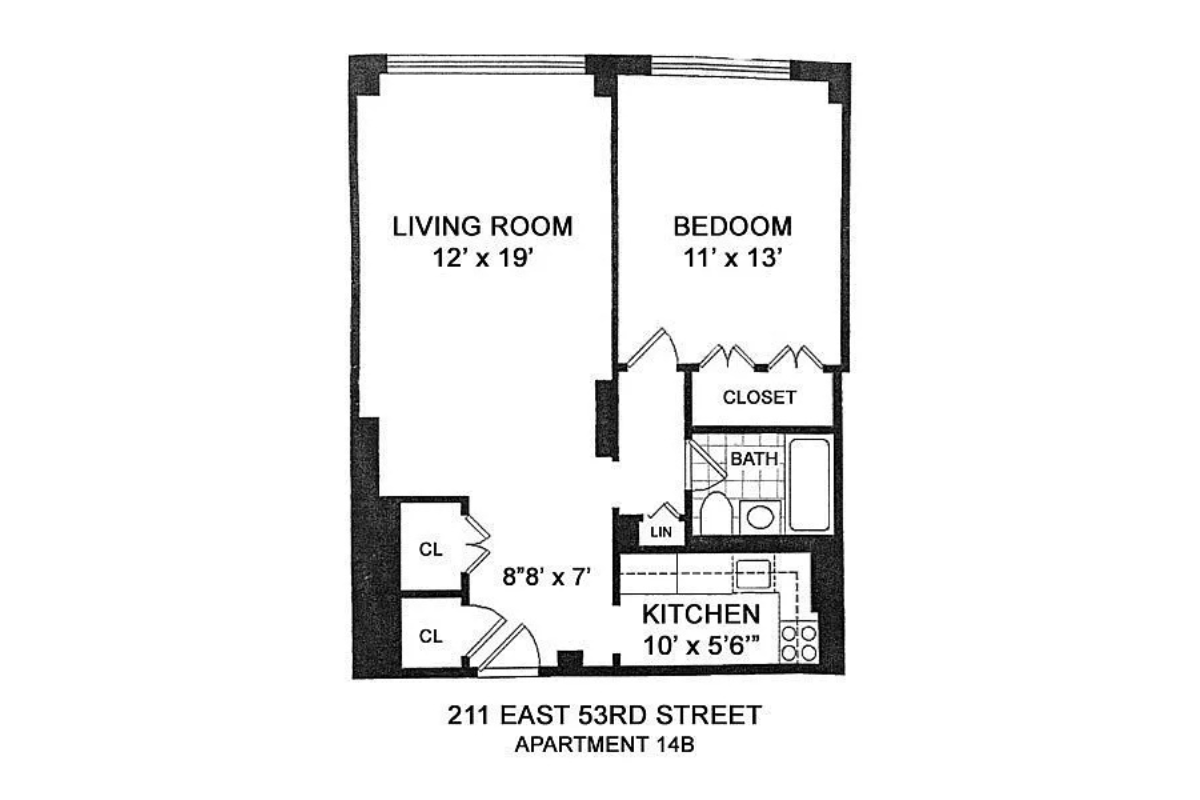 211 East 53rd Street, Unit 14B Manhattan, NY 10022 - Photo 8 of 8 a picture of a bench in front of a door