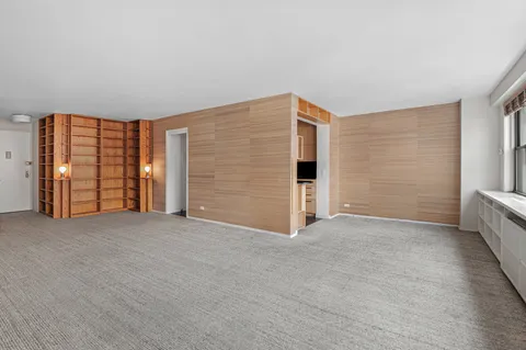 an empty room with closet