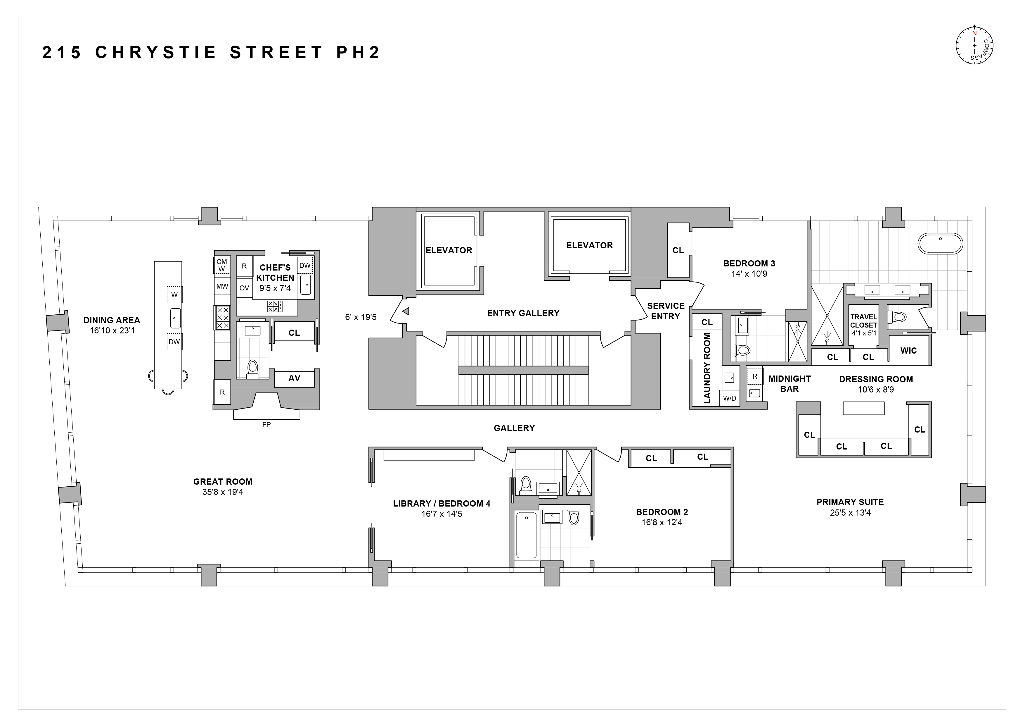 215 Chrystie Street, Unit PH2 Manhattan, NY 10002 - Photo 30 of 30 a picture of a floor plan