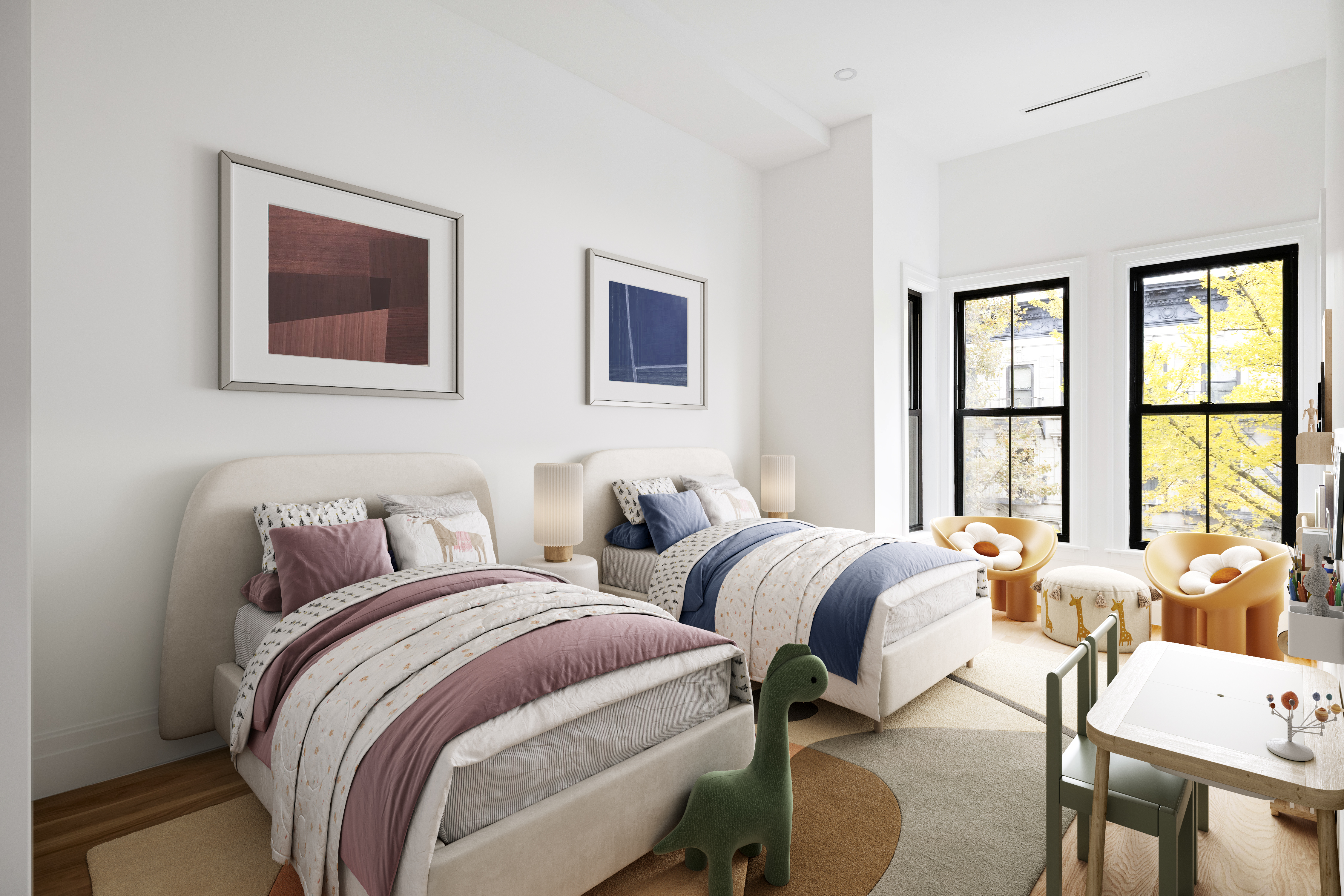 668 Decatur Street Brooklyn, NY 11233 - Photo 9 of 14 a bedroom with two beds and a large window