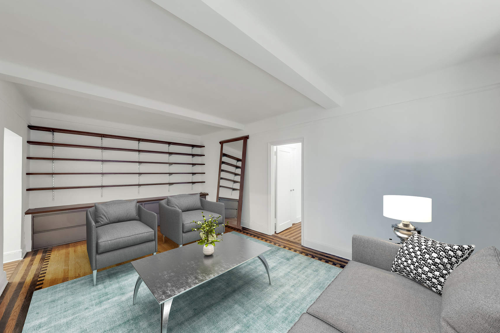 444 Central Park West, Unit 2H Manhattan, NY 10025 - Photo 2 of 16 a living room with furniture and a lamp