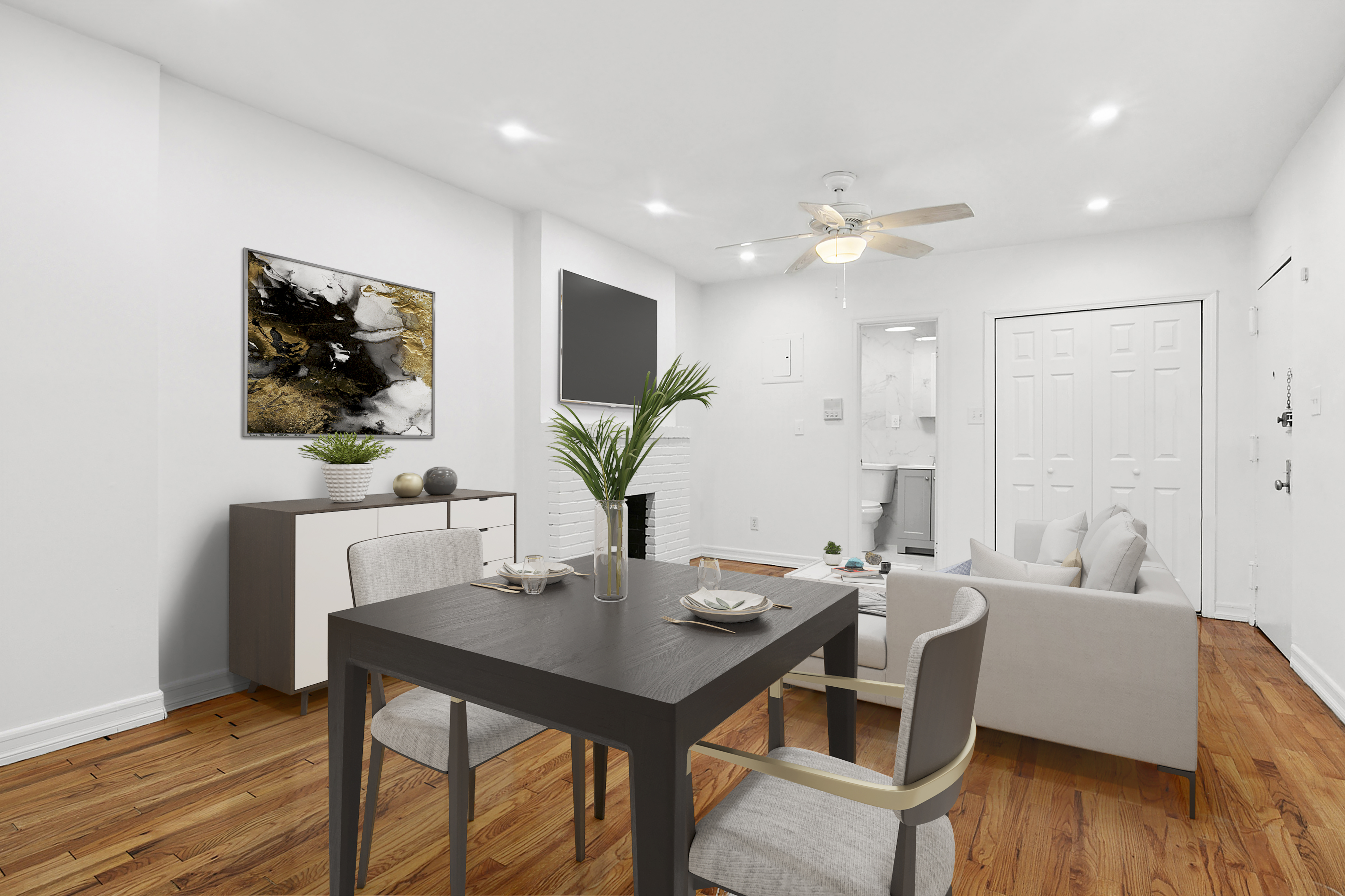 104 Dean Street, Unit 3R Brooklyn, NY 11201 - Photo 2 of 6 a view of a dining room with furniture and wooden floor