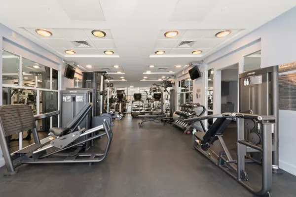 a view of a room with gym equipment