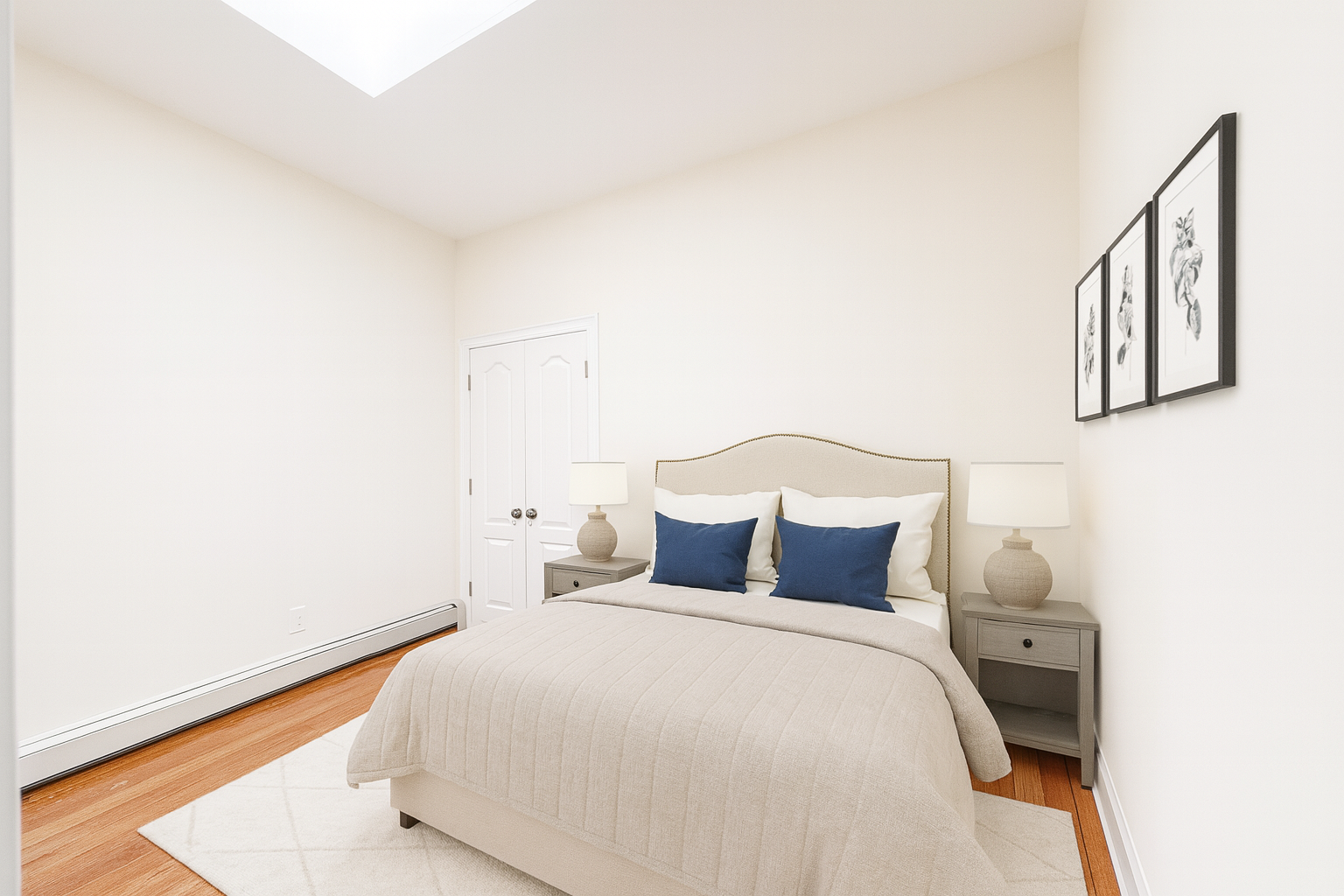 37-15 Broadway, Unit 3 Queens, NY 11103 - Photo 6 of 9 a bedroom with a bed and a night stand