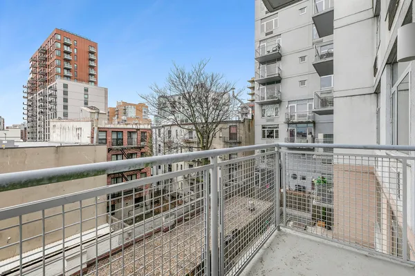 a balcony with city view