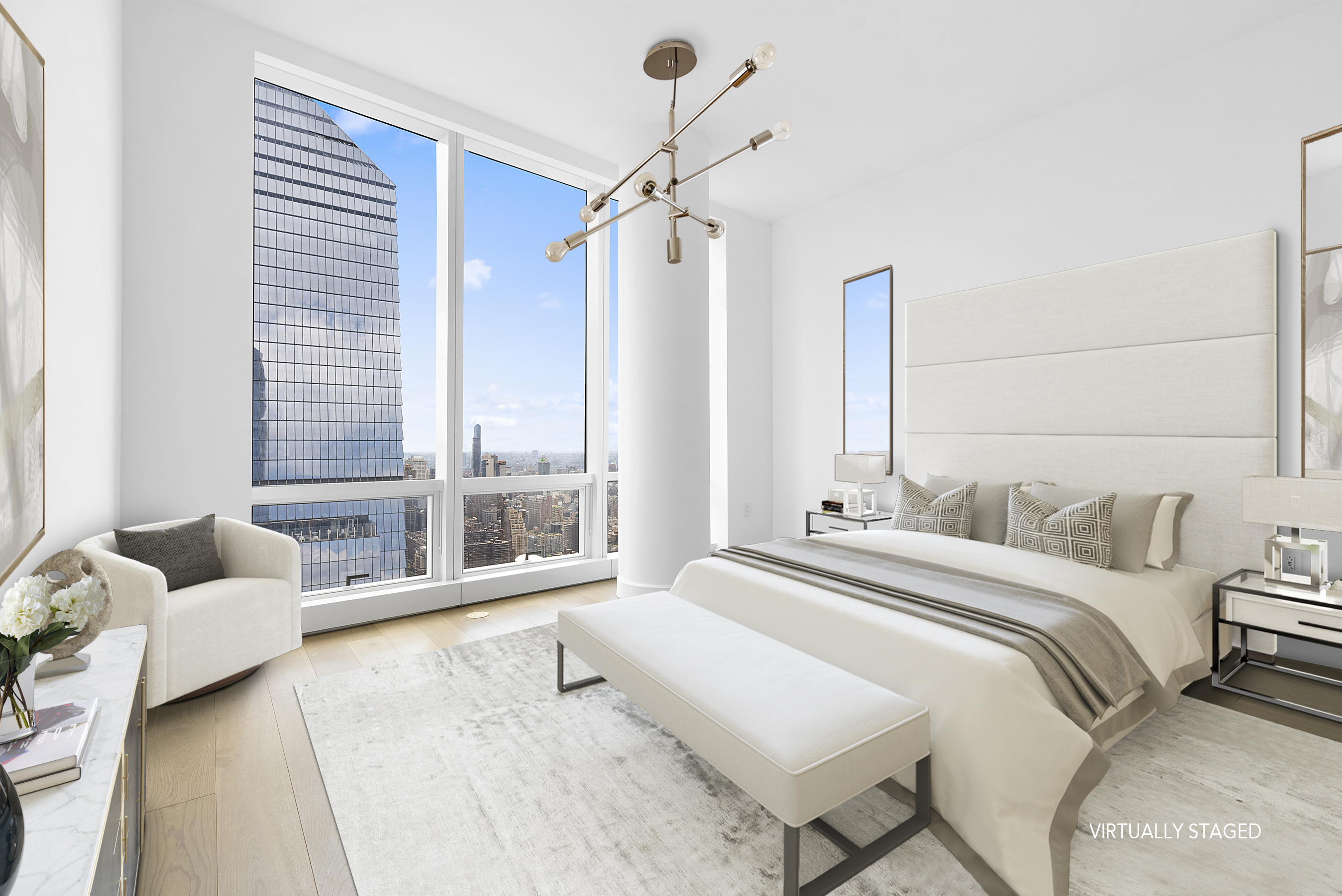 15 Hudson Yards, Unit 66F Manhattan, NY 10001 - Photo 4 of 23 a spacious bedroom with a bed couch and a window