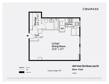$575,000 | 465 West 23rd Street, Unit 2G | Chelsea