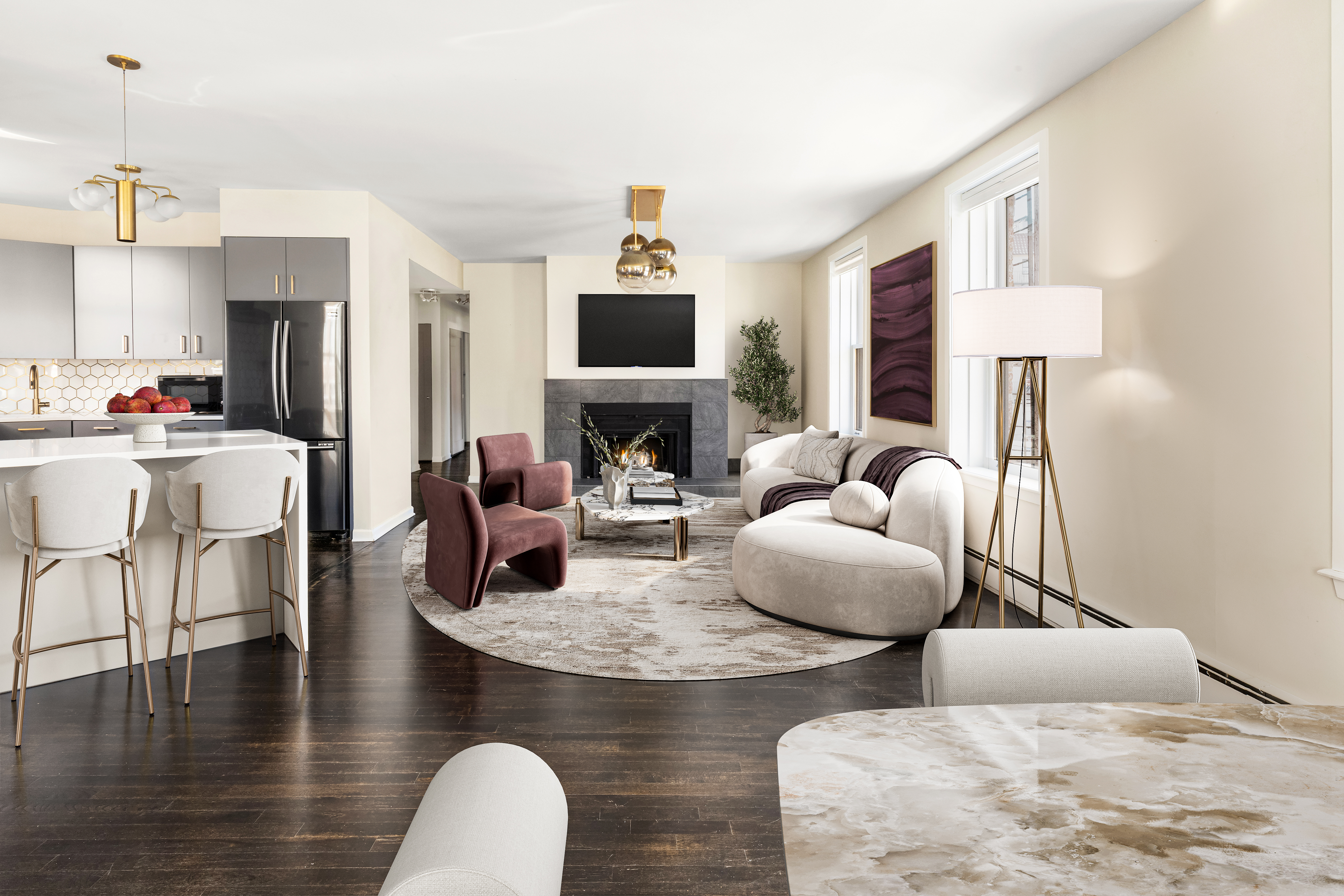 160 West 11th Street, Unit 1 Manhattan, NY 10011 - Photo 3 of 18 a living room with furniture and a fireplace