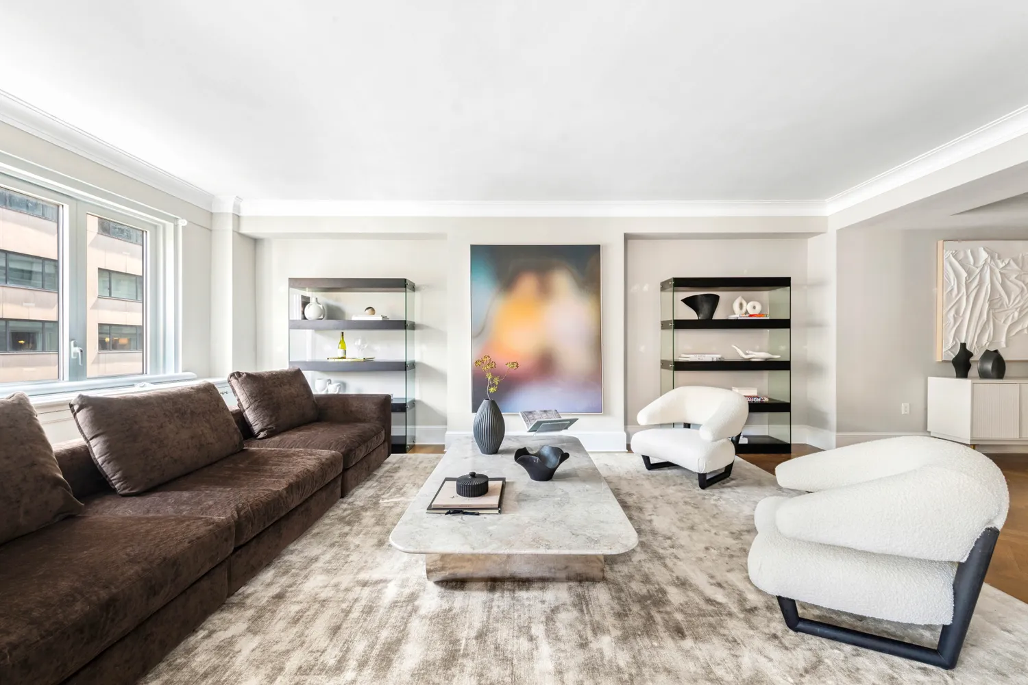 a living room with furniture or couch and a window
