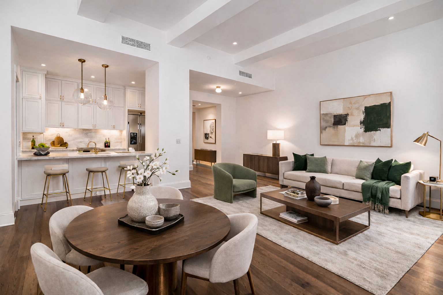 160 West 12th Street, Unit 26 Manhattan, NY 10011 - Photo 1 of 10 a living room with furniture and wooden floor