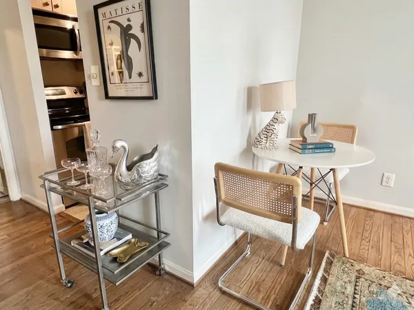 a view of a workspace with furniture