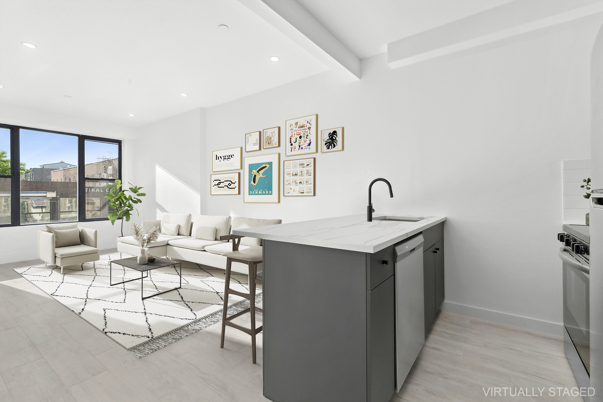 893 Knickerbocker Avenue, Unit 2 Brooklyn, NY 11207 - Photo 2 of 11 a living room with furniture and a window