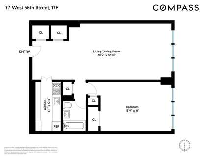 $825,000 | 77 West 55th Street, Unit 17F | Midtown Central