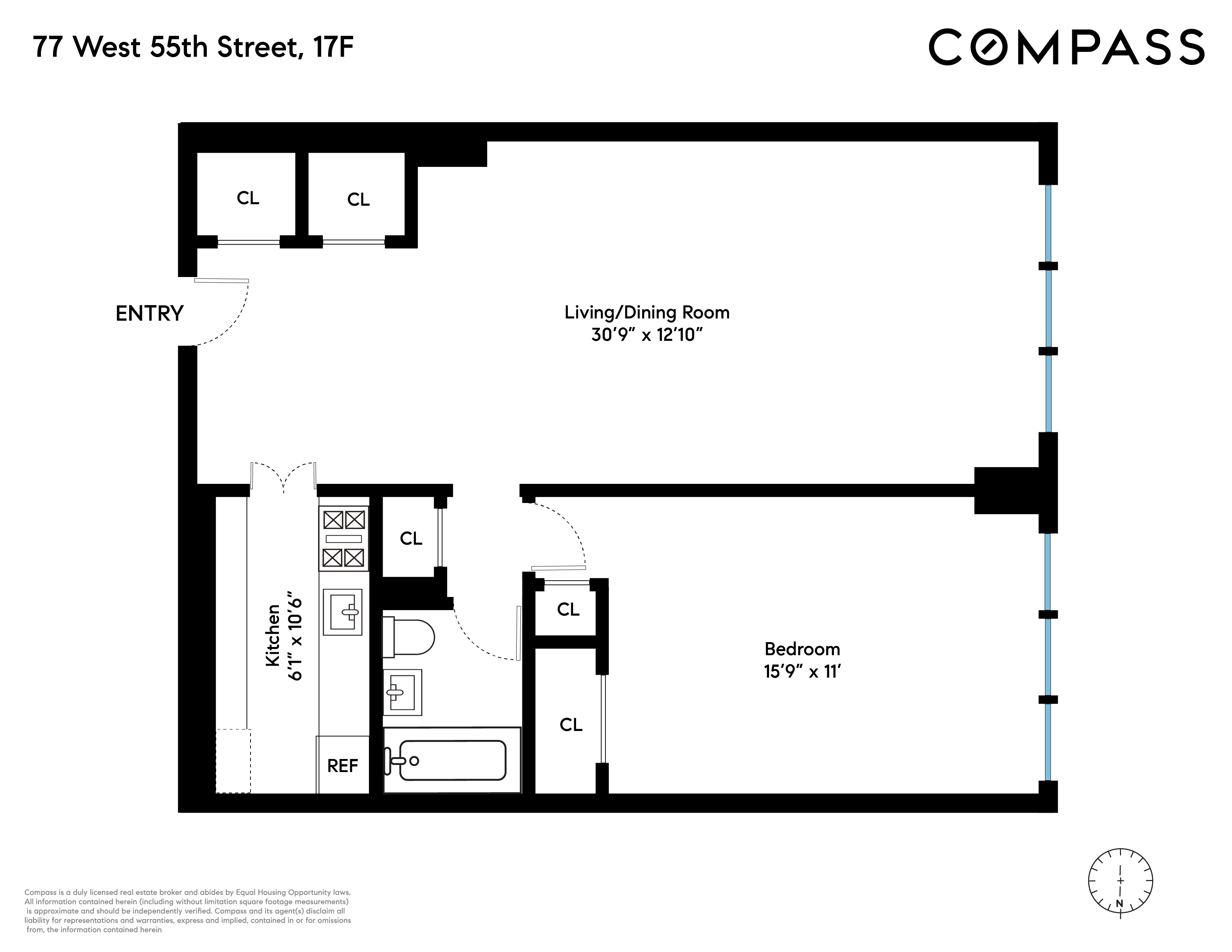 77 West 55th Street, Unit 17F Manhattan, NY 10019 - Photo 12 of 12 a picture of a floor plan