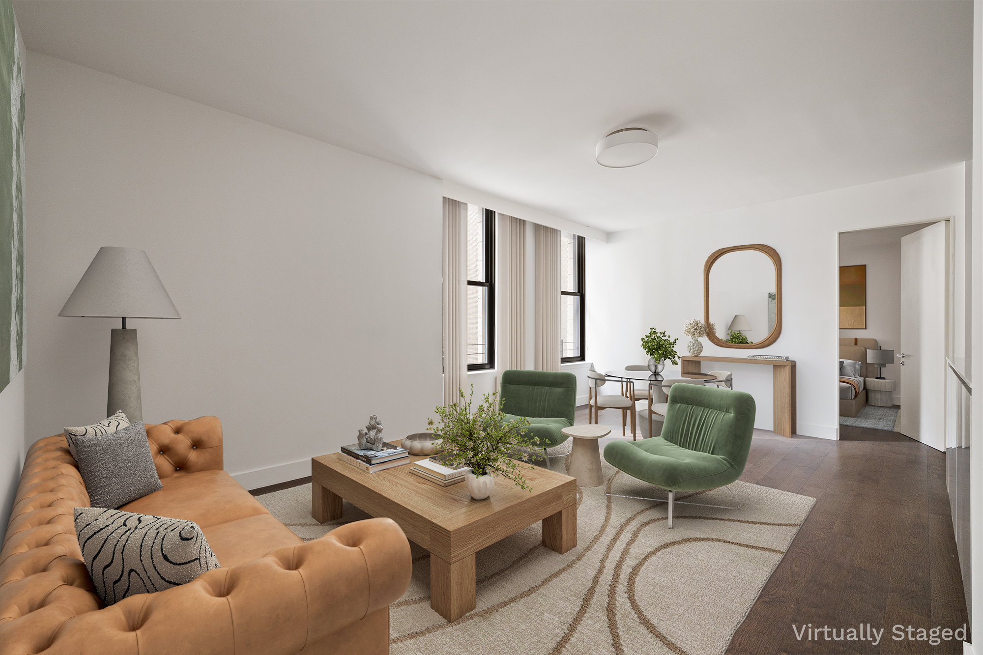 25 Broad Street, Unit 16I Manhattan, NY 10004 - Photo 3 of 23 a living room with furniture a table and a potted plant