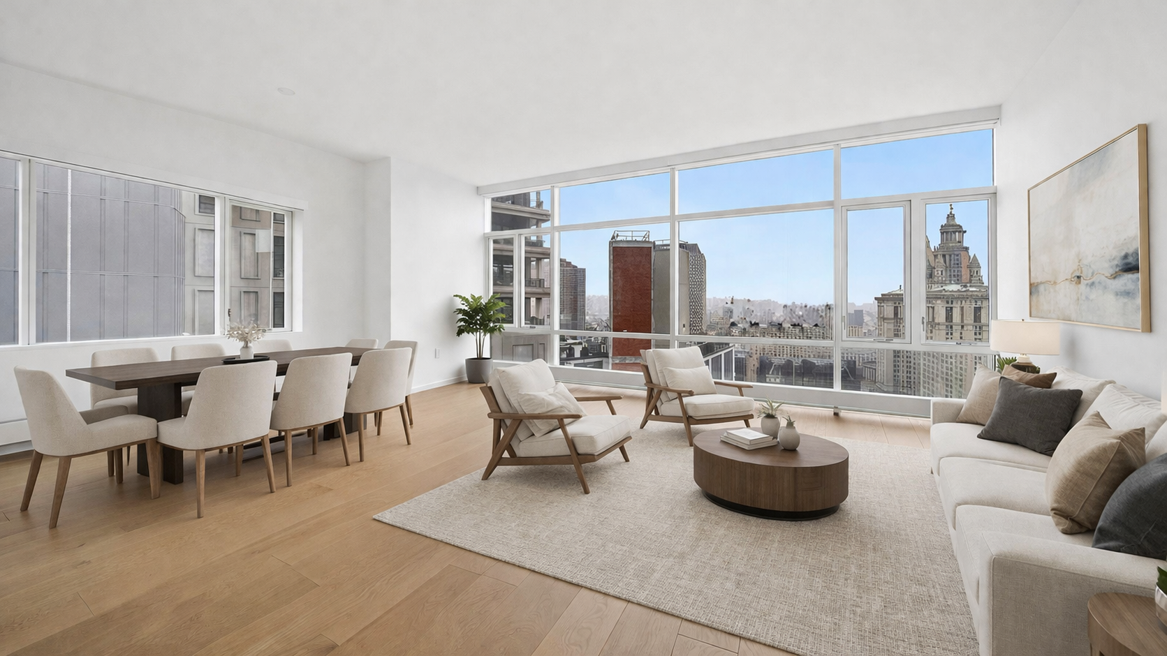 5 Beekman Street, Unit 30A Manhattan, NY 10038 - Photo 1 of 15 a living room with furniture and a large window