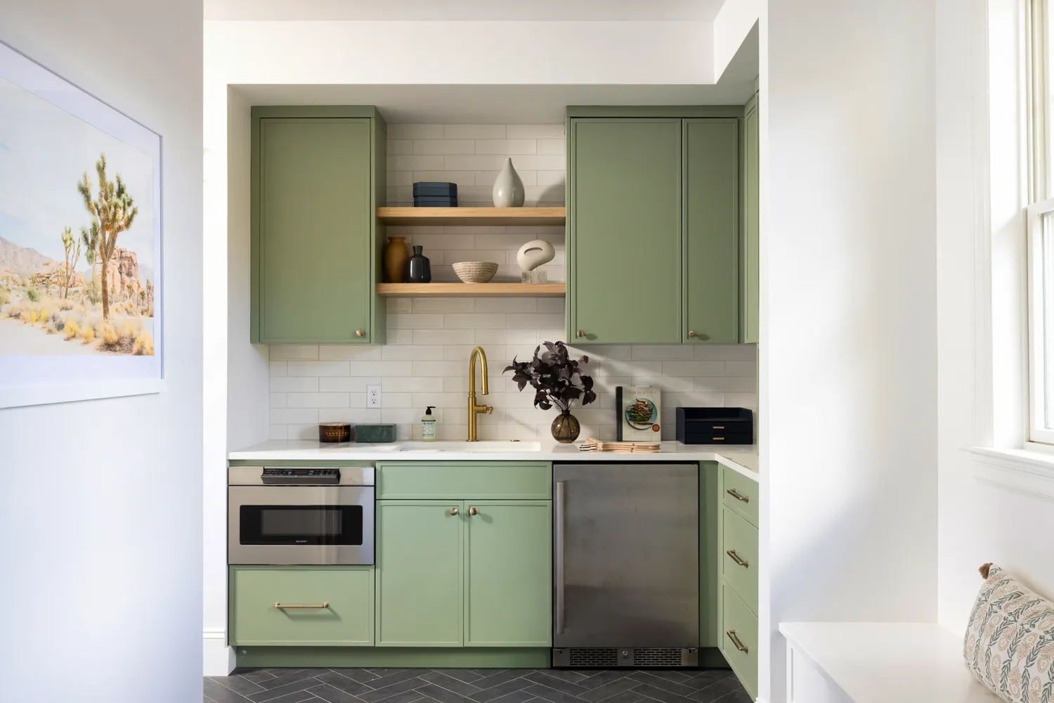 a room with a cabinets and a wooden floor