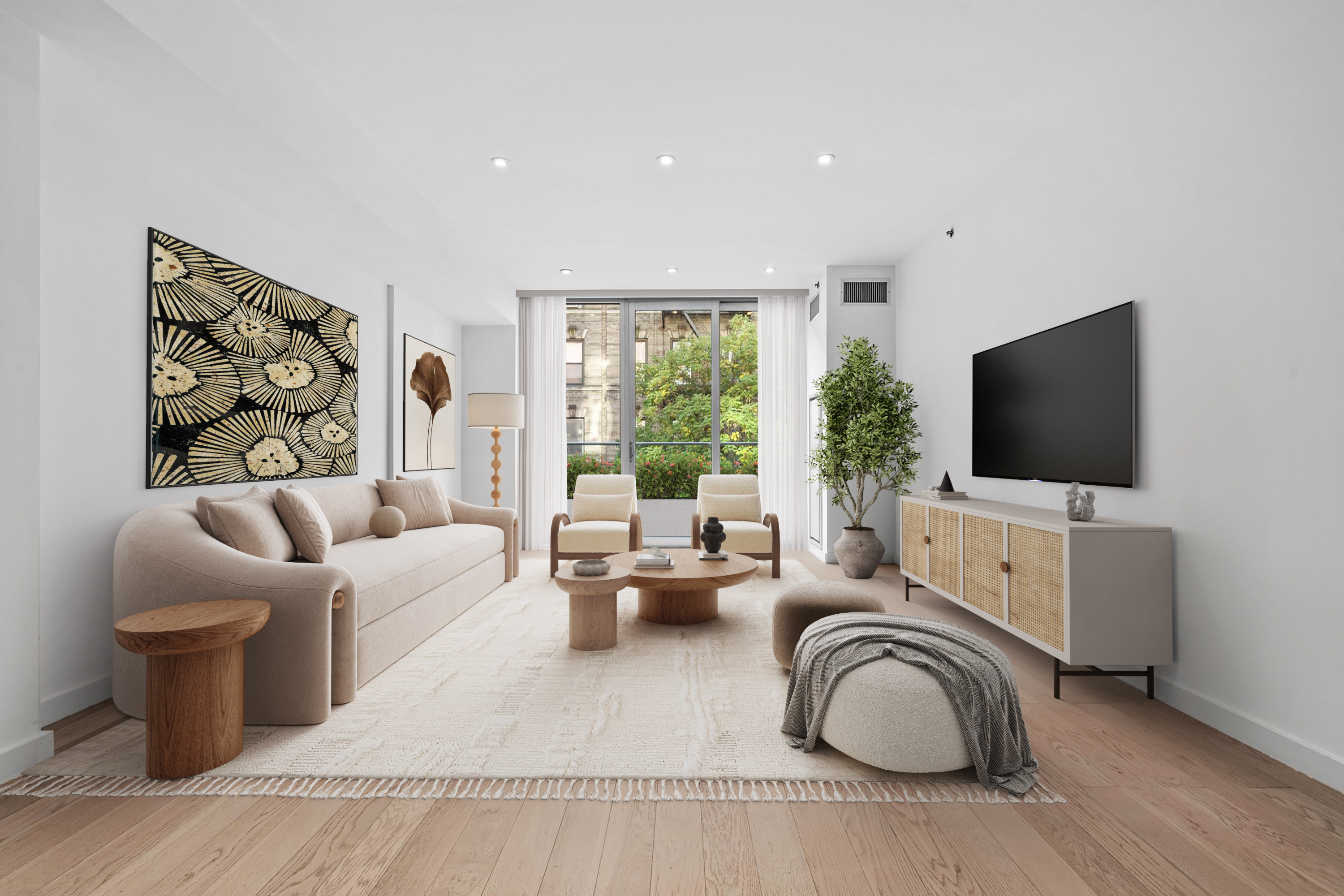 a living room with furniture and a flat screen tv