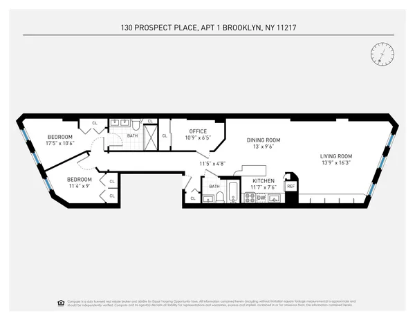 $1,495,000 | 130 Prospect Place, Unit 1 | Prospect Heights