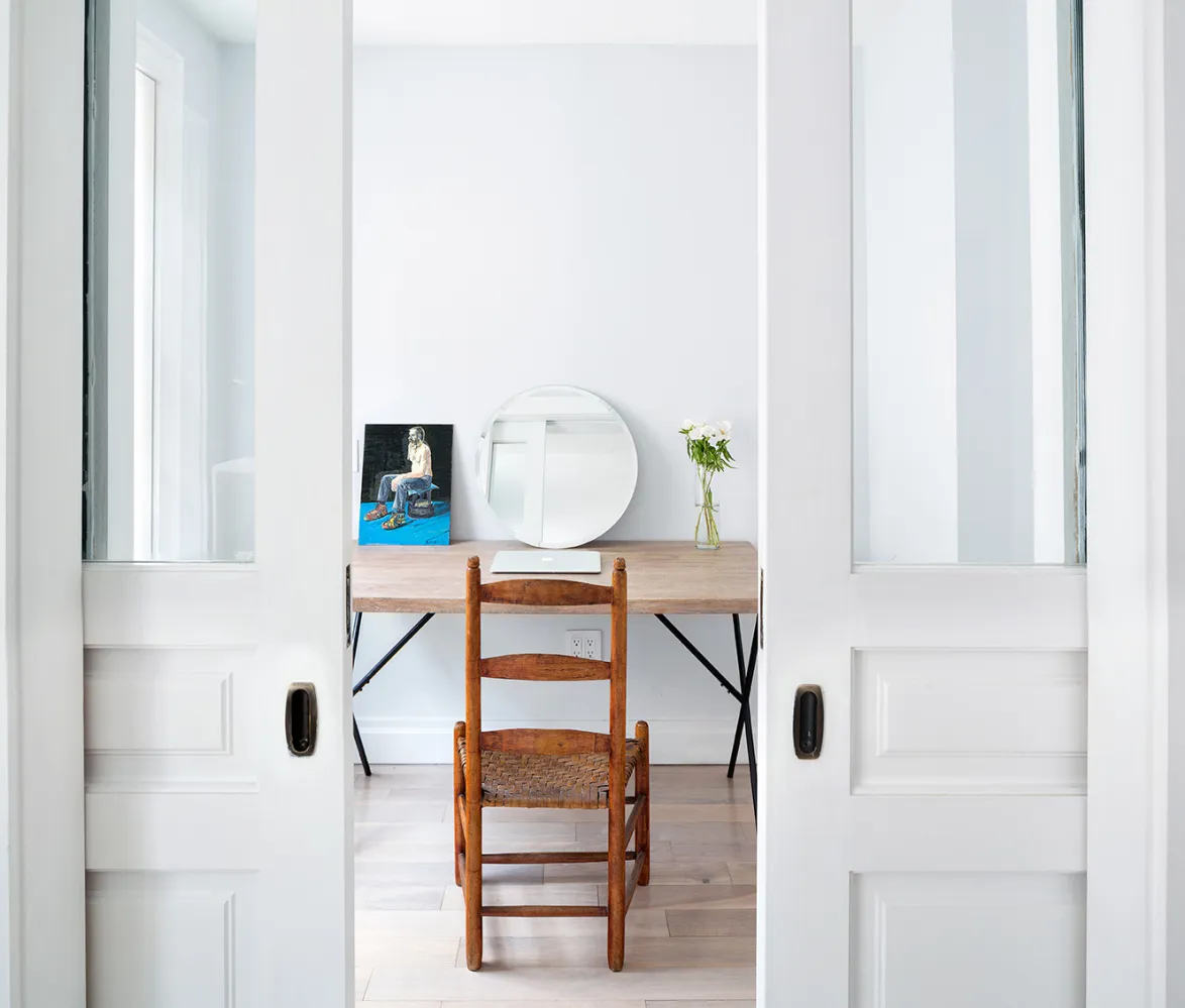 a view of entryway with wooden floor