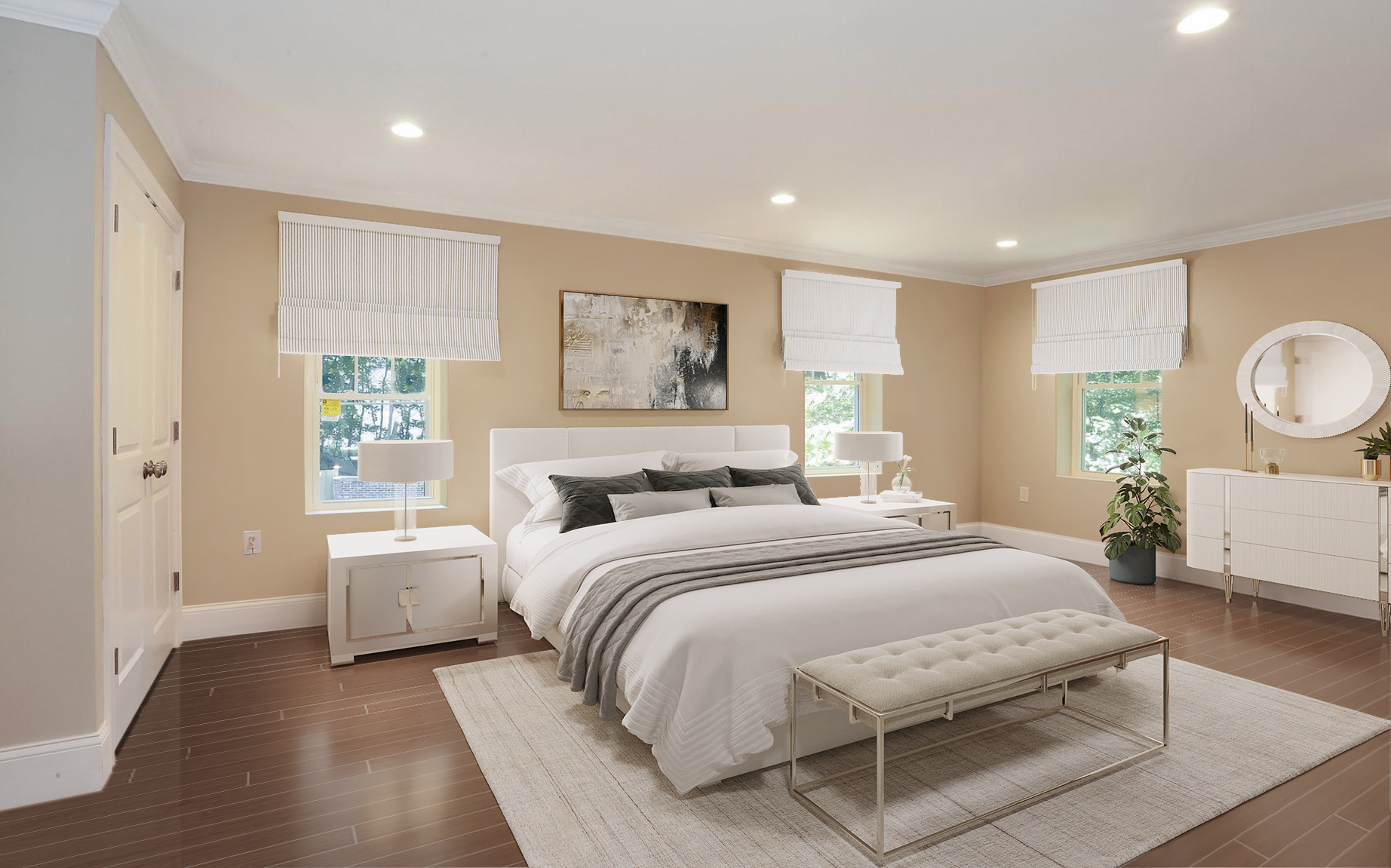 Alpine Street Roxbury, MA 02119 - Photo 5 of 8 a bedroom with a large bed and wooden floor