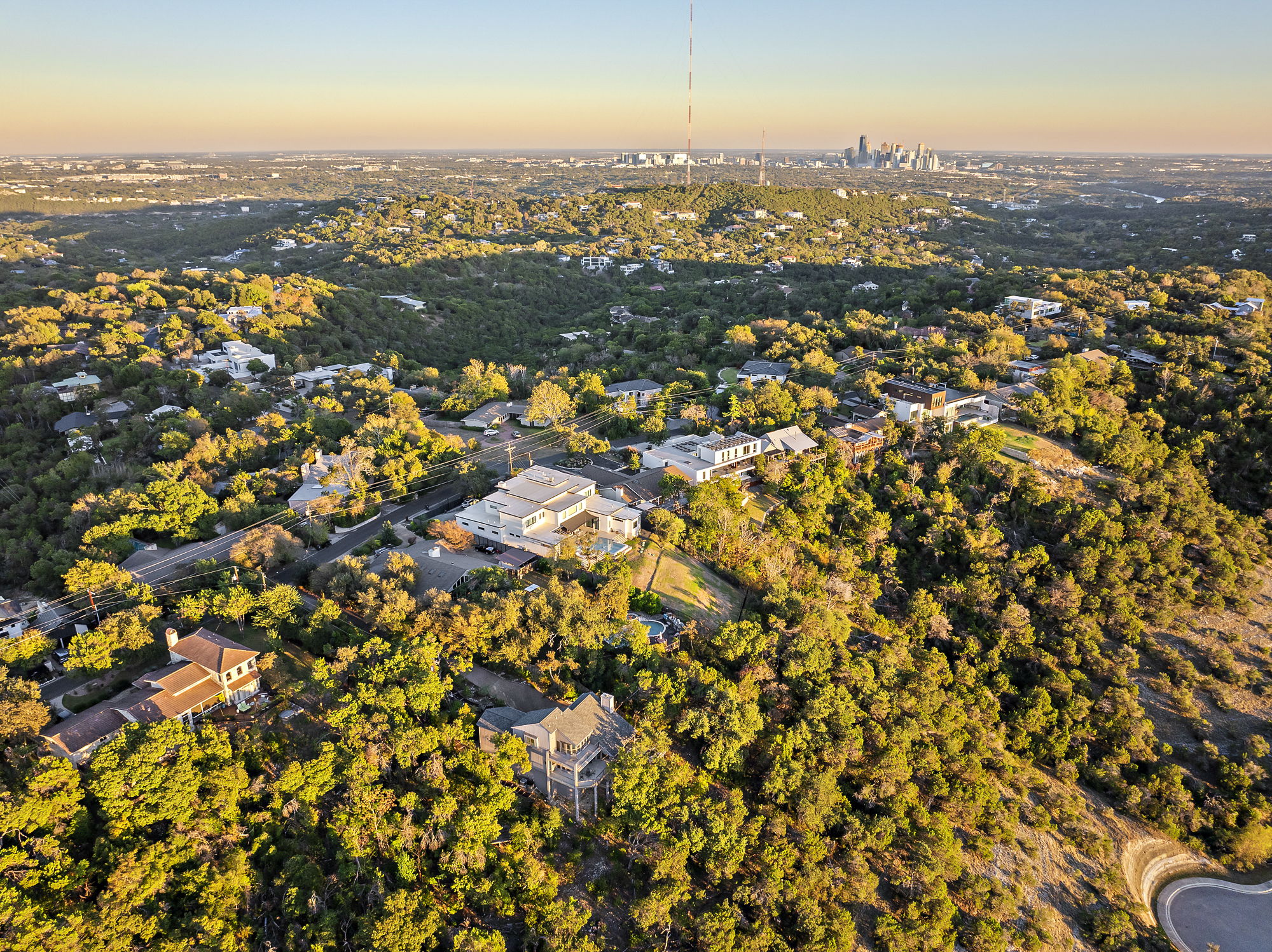 1605 The High Road Austin, TX 78746 - Photo 39 of 45 an aerial view of residential houses with city view