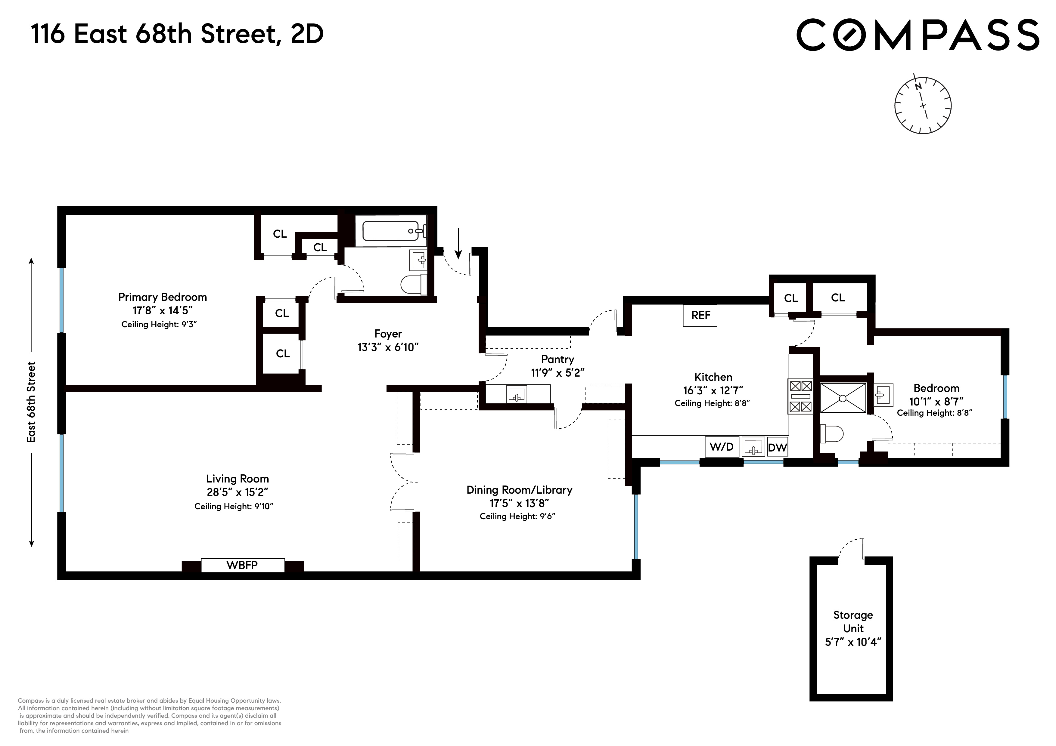 116 East 68th Street, Unit 2D Manhattan, NY 10065 - Photo 12 of 12 a picture of a floor plan