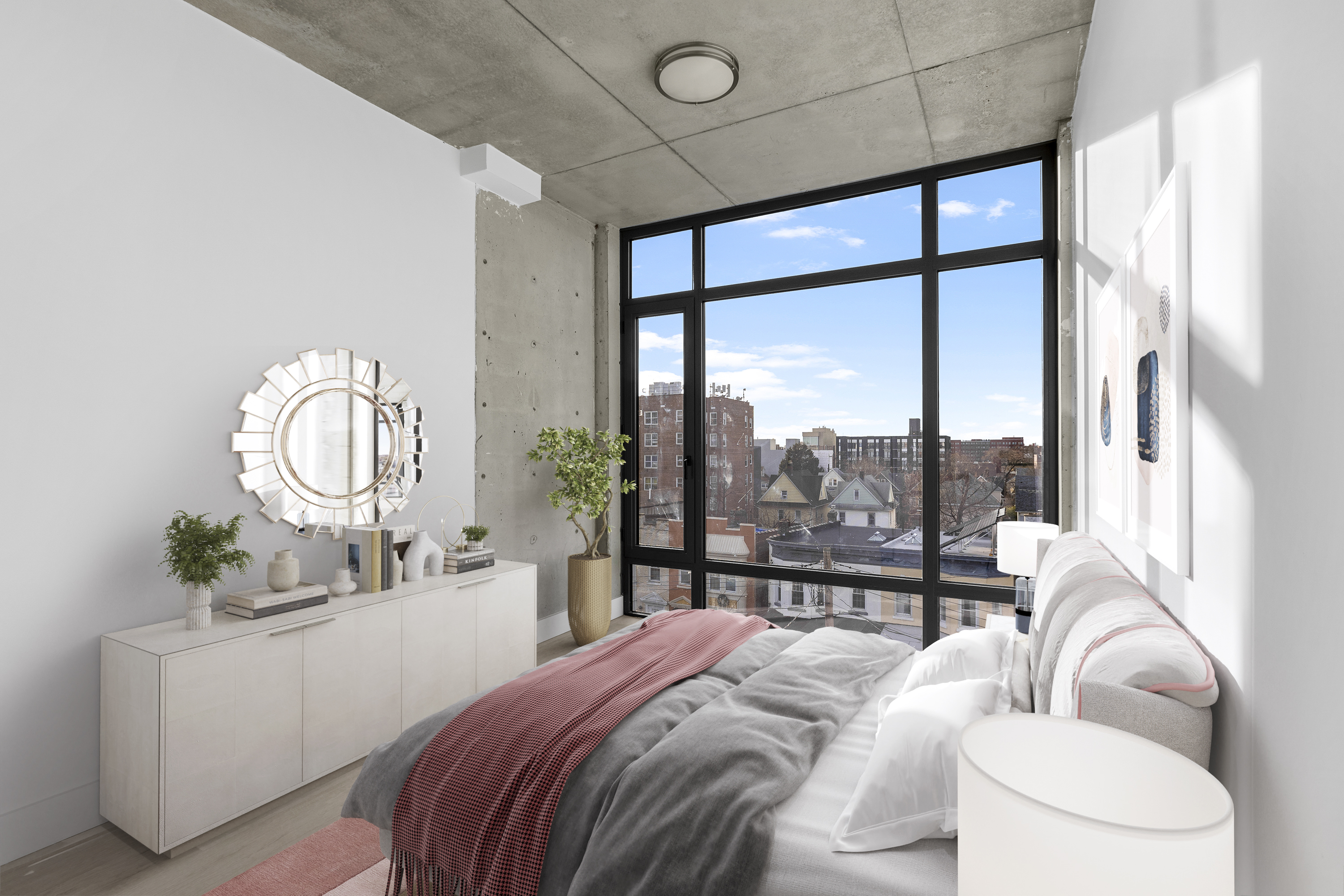 1463 New York Avenue, Unit 5B Brooklyn, NY 11210 - Photo 6 of 8 a bedroom with a bed chair and a large window