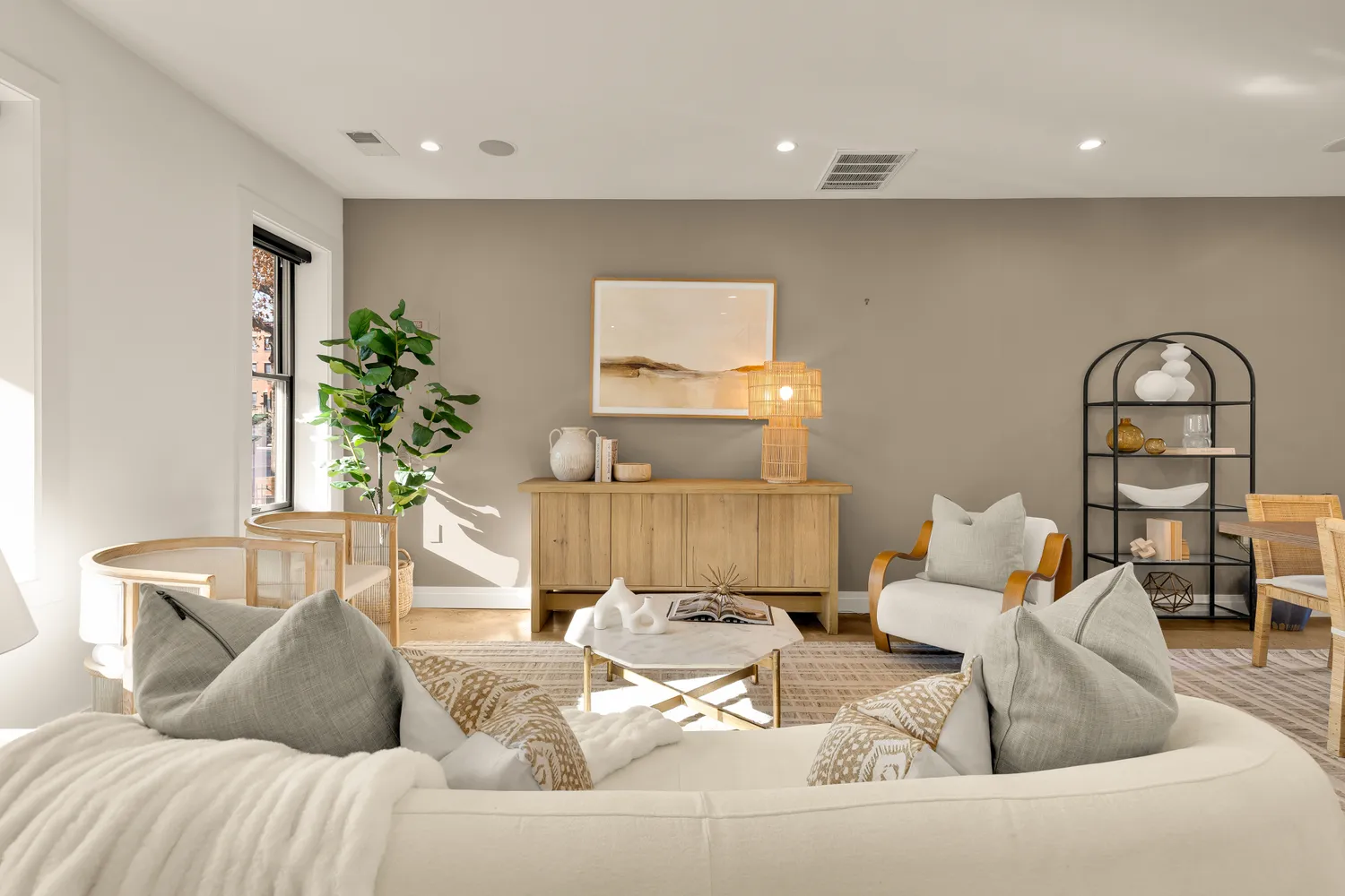 a living room with furniture