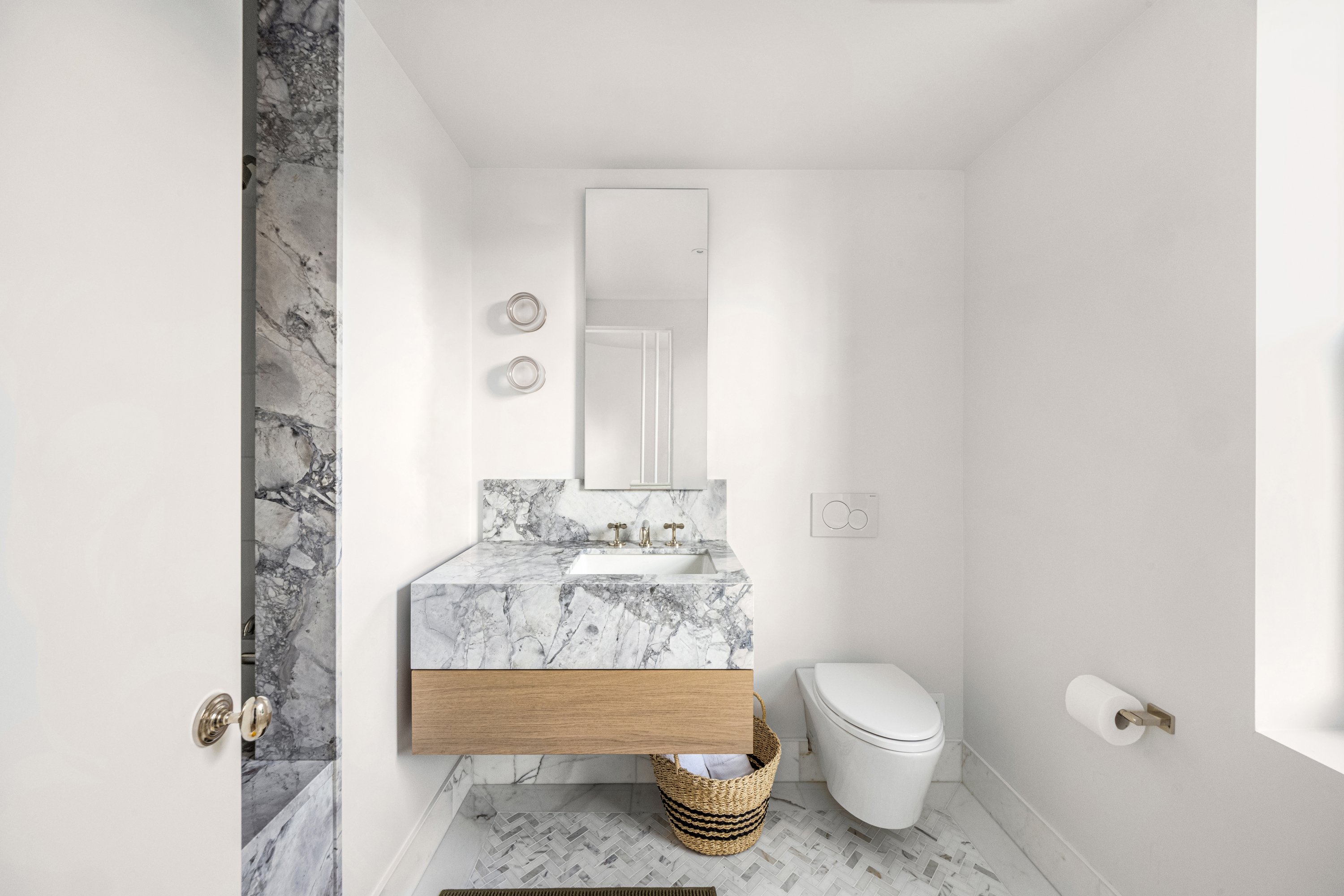 344 West 84th Street, Unit PH Manhattan, NY 10024 - Photo 16 of 19 a bathroom with a sink toilet and mirror