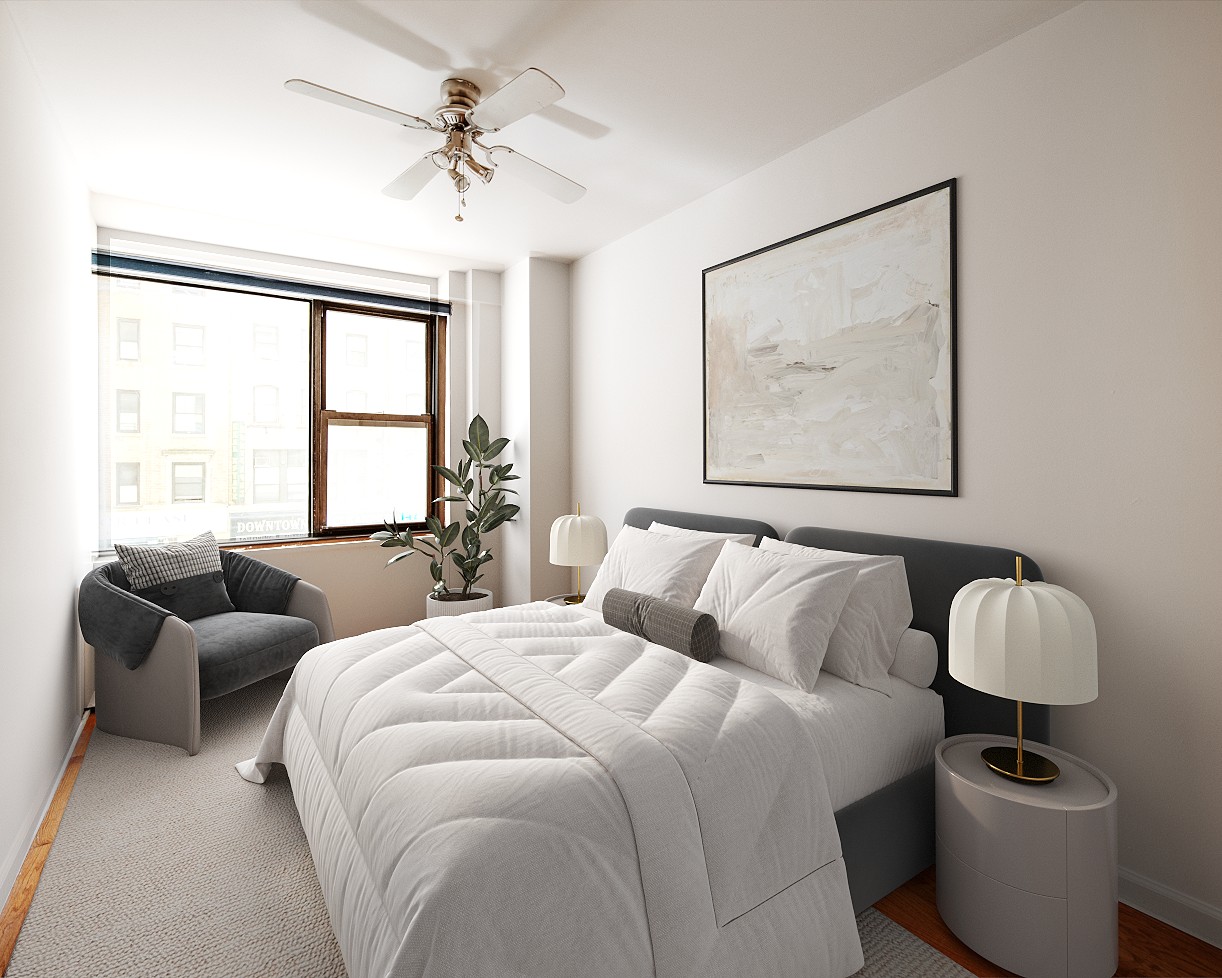 85 Livingston Street, Unit 3H Brooklyn, NY 11201 - Photo 5 of 9 a bedroom with bed and a window