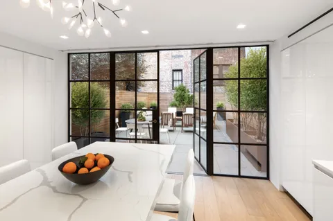 a living room with a large window