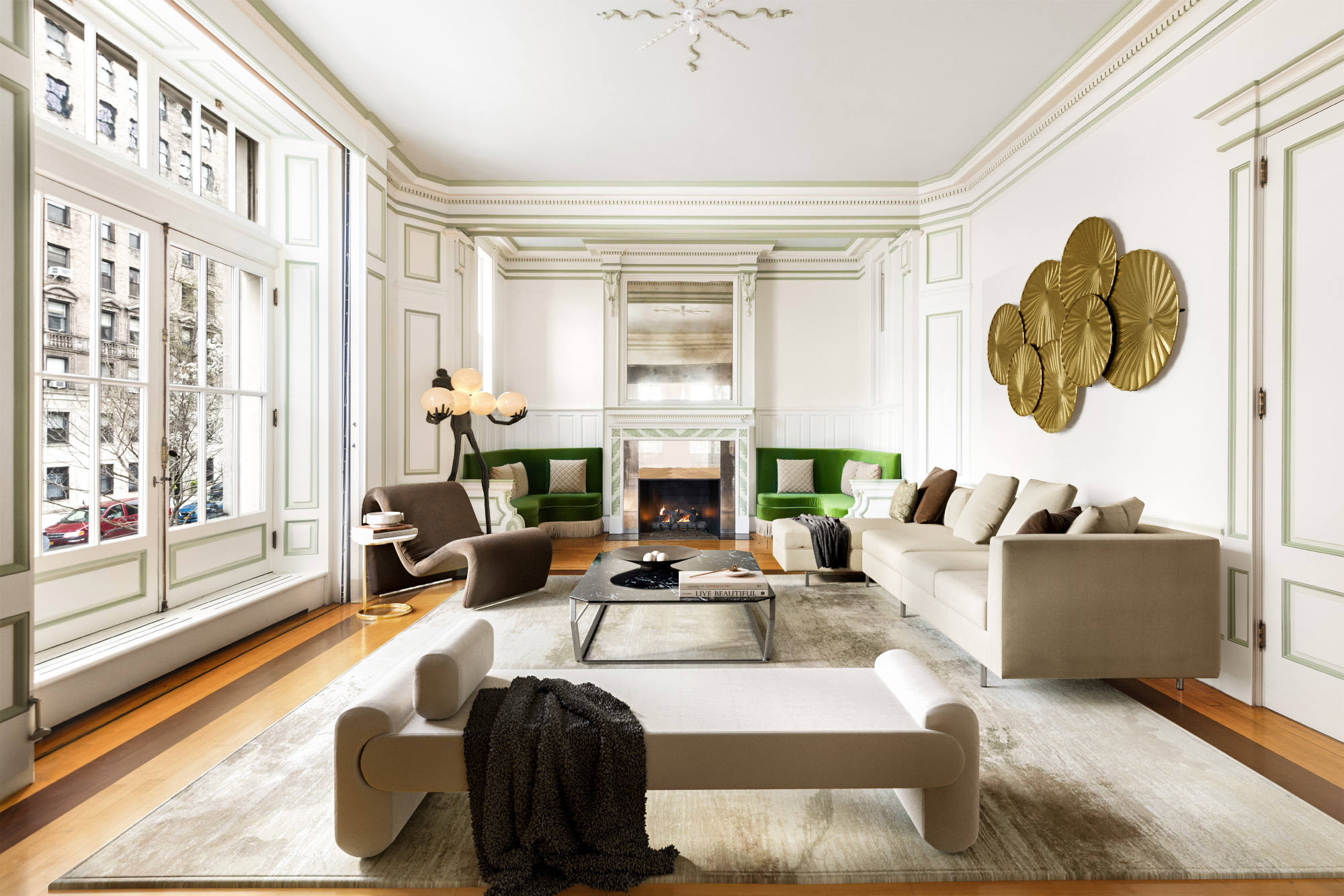 337 Riverside Drive Manhattan, NY 10025 - Photo 6 of 32 a living room with fireplace furniture and a large window