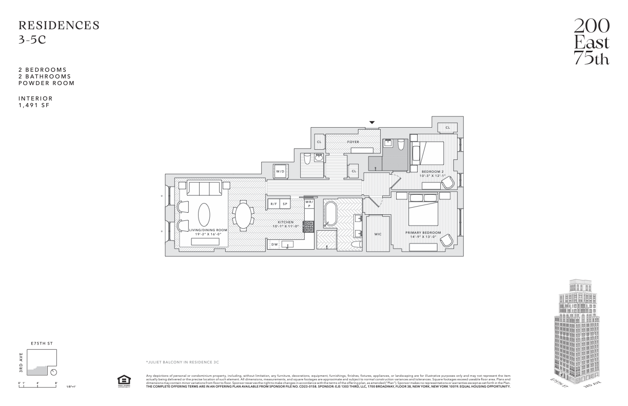 200 East 75th Street, Unit 4C Manhattan, NY 10021 - Photo 24 of 24 a picture of a floor plan