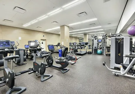 a view of a room with gym equipment