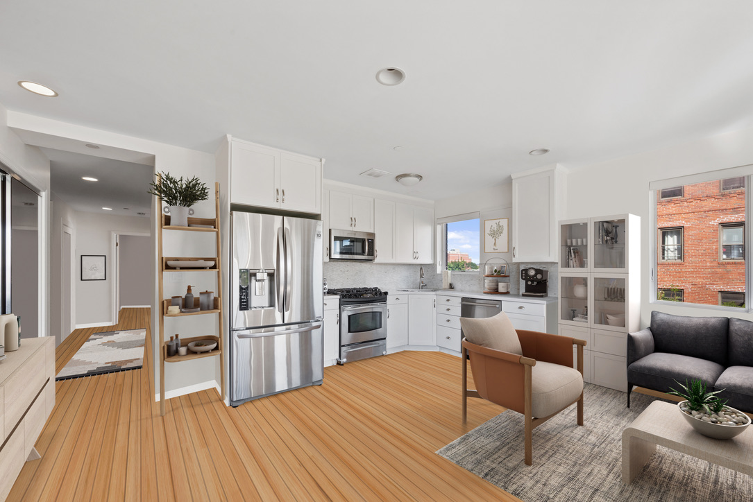 702 Ocean Parkway, Unit 5A Brooklyn, NY 11230 - Photo 4 of 9 a living room with stainless steel appliances furniture and a wooden floor