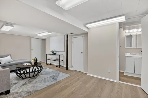 a living room with furniture