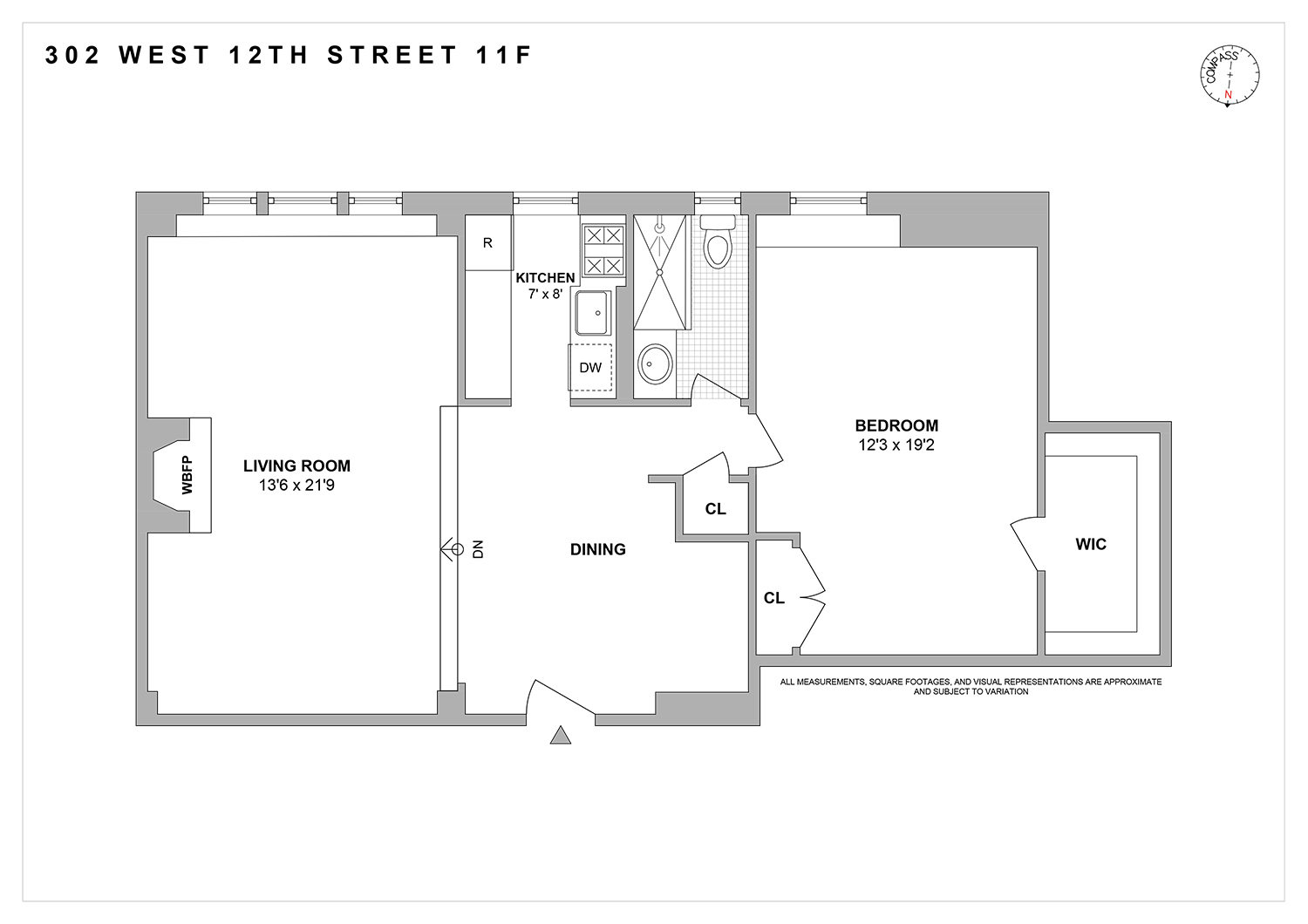302 West 12th Street, Unit 11F Manhattan, NY 10014 - Photo 17 of 17 a picture of a room with a floor plan