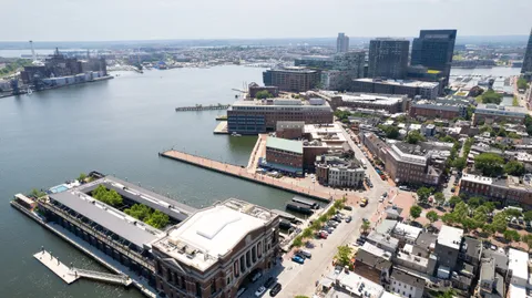 an aerial view of a city