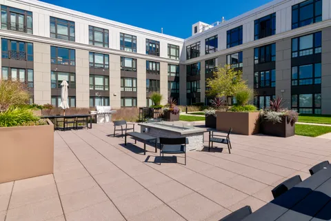 a outdoor space with sitting area
