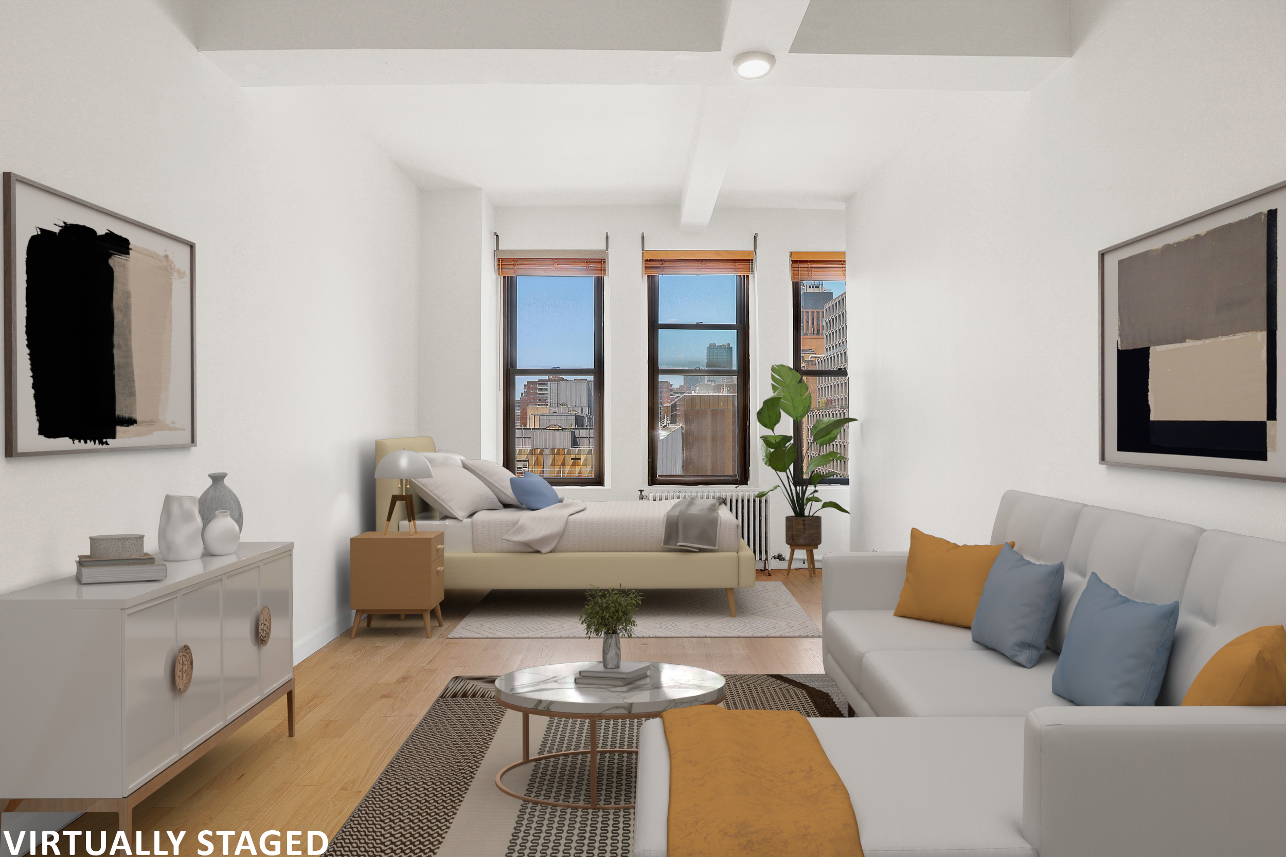 315 7th Avenue, Unit 10E Manhattan, NY 10001 - Photo 2 of 13 a living room with furniture and a flat screen tv