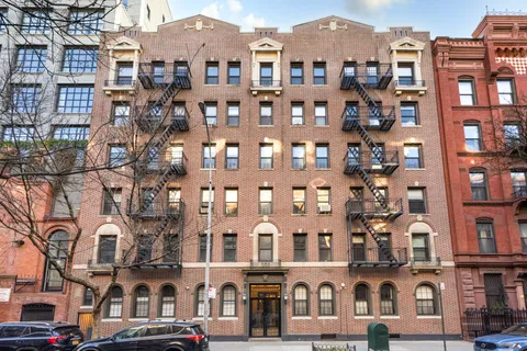 a front view of a multi story building