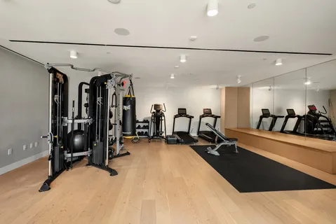 a view of a room with gym equipment