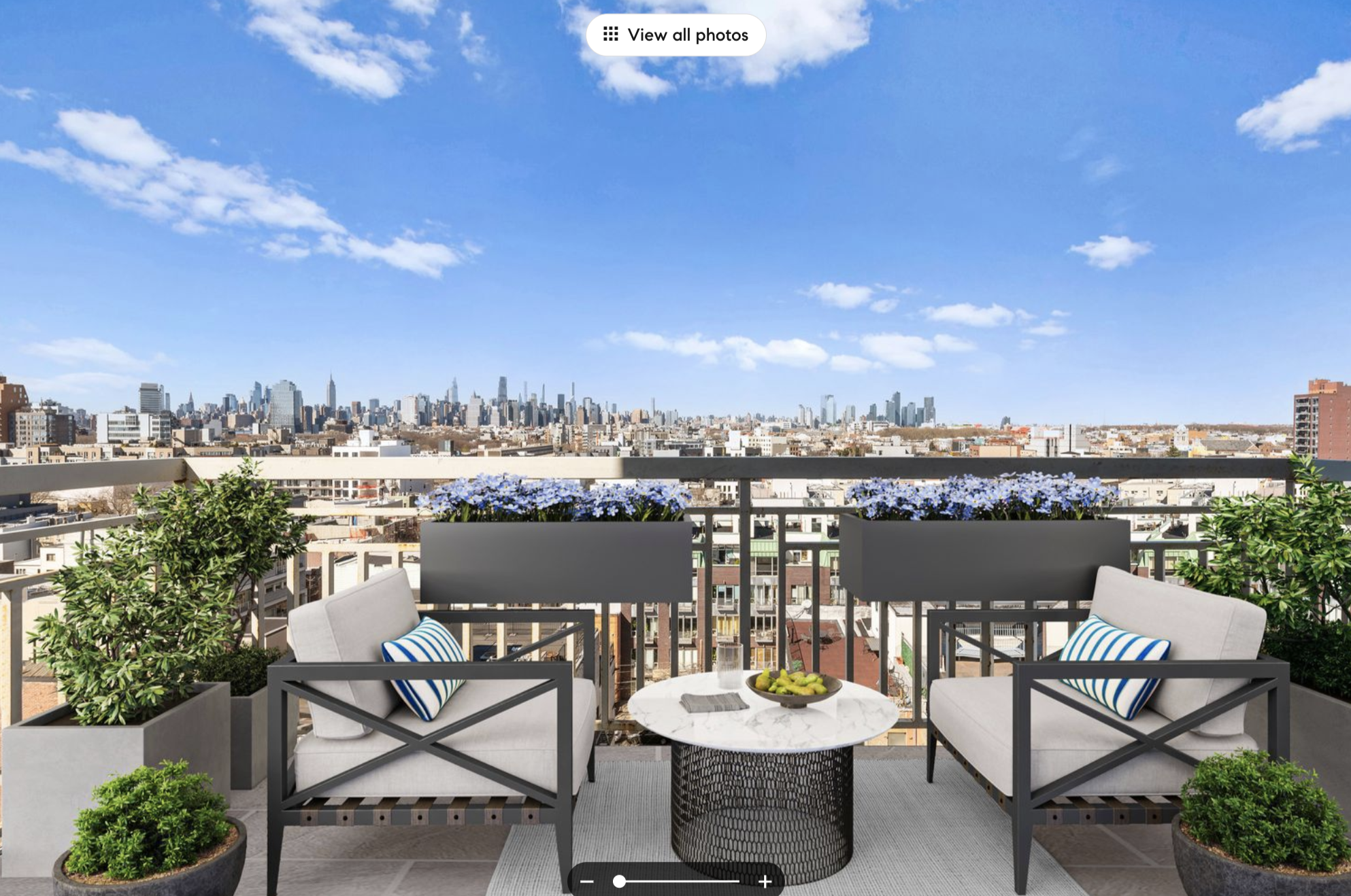 a view of a chairs and table in the terrace