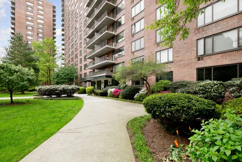 a view of a building with garden