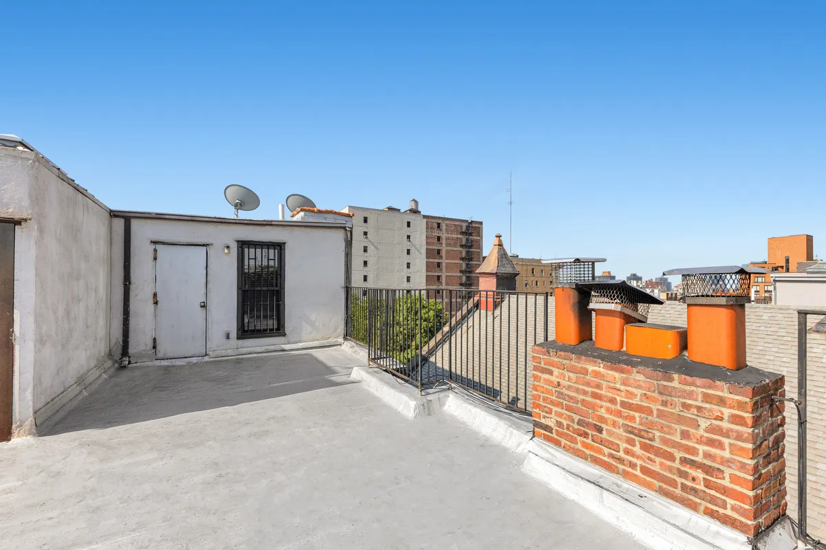 a view of a building from a balcony