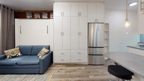 a living room with furniture