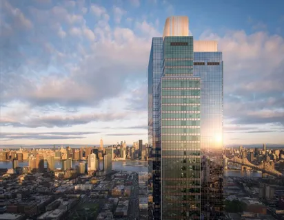 a city view with tall buildings