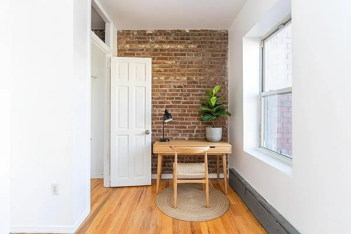 a chair and table in a room