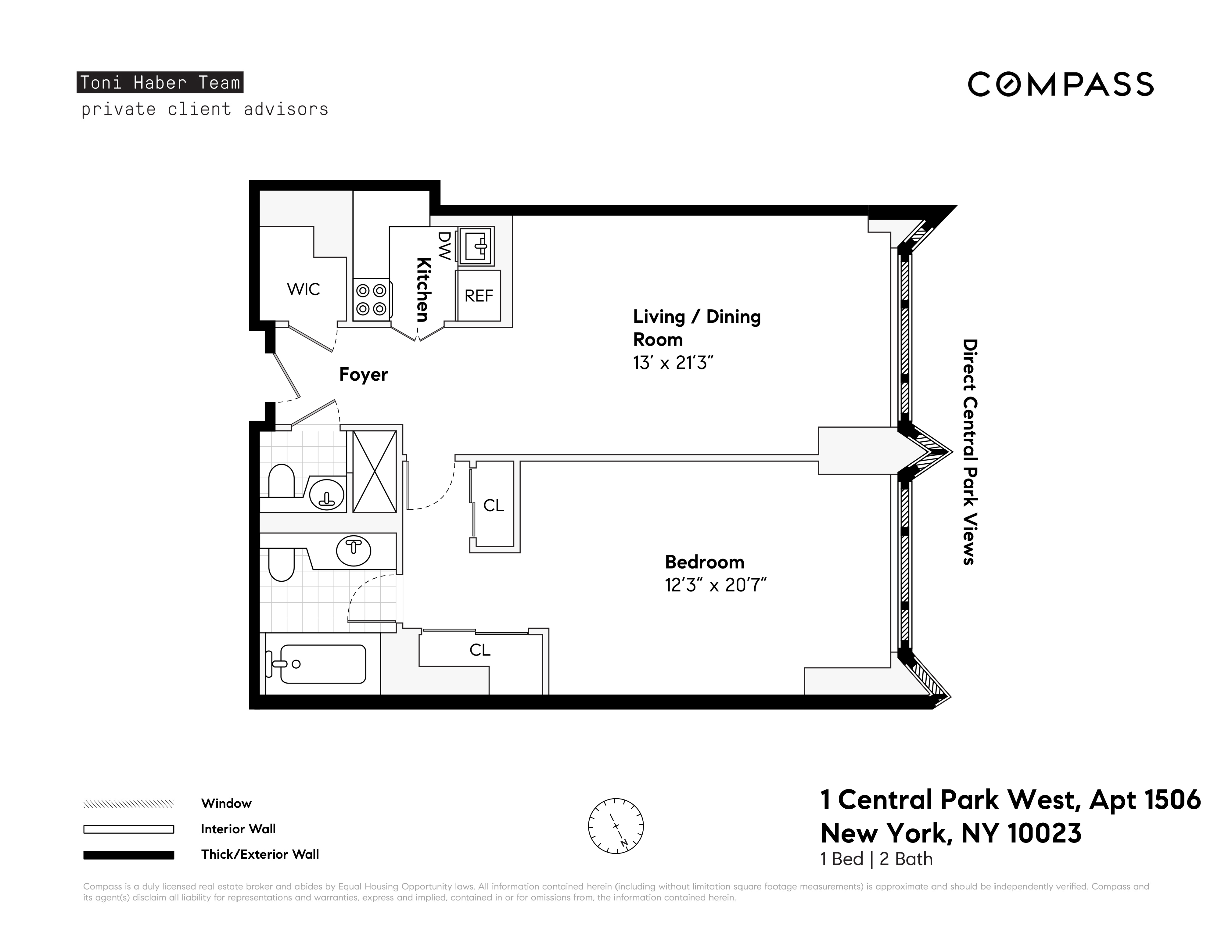 1 Central Park West, Unit 1506 Manhattan, NY 10023 - Photo 16 of 16 a picture of a floor plan